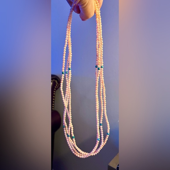 Jay King Necklace 100” Long Angel Skin Coral & Turquoise Beads Endless No Clasp - Picture 4 of 5